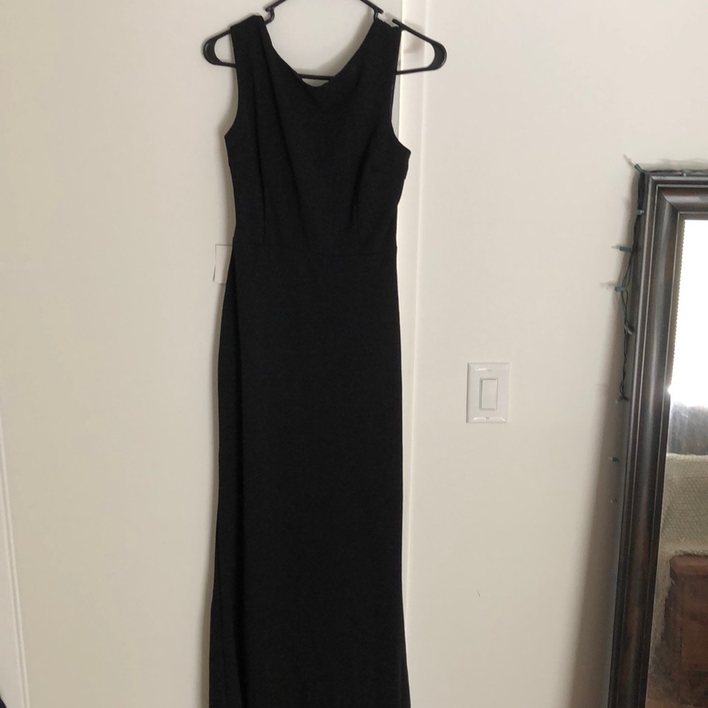 Large lulus long black dress with draped back